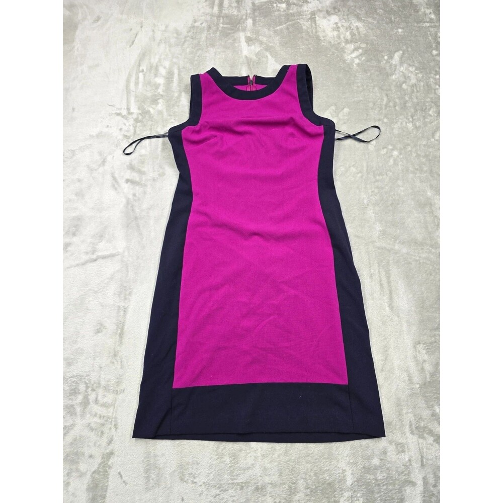 Lauren Ralph Lauren Colorblock Sheath Dress Pink Black Sleeveless Size 0 Career